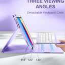 Harvopu Compatible for iPad 11th 10th Generation Case with Keyboard, Folio Cover with Pencil Holder, Multi-Touch Trackpad, 7 Color Backlit, Detachable Keyboard for iPad (A16) 11th/10th Gen (Purple)