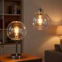 2 Pack Fixture Replacement Globe Shade 8 Inch Diameter E26 Base 1-5/8 Inch Fitter Round Glass Globe Lampshade Cover for Pendant Wall Sconce Chandelier Vanity Light (Clear)