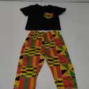 Mubineo Toddler Baby Girl Boy 2pcs African Print Outfits Kente Dashiki Clothes T Shirts Pant Sets (18-24 Months, Black Yellow)