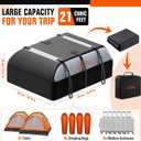 21 Cubic Feet Car Roof Bag 840D Waterproof Rooftop Cargo Carrier Bag for All Cars with/Without Racks Includes Anti-Slip Mat Storage Bag Combination Lock 6 Door Hooks