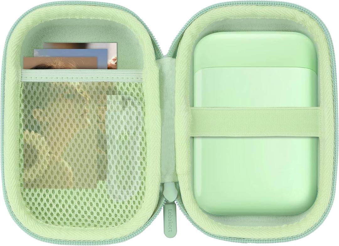 Lebakort Storage Case Compatible with Liene 2x3 Photo Printer Mini Instant Portable Color Mono Photo Printer (Green Case)