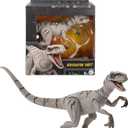 Mattel Jurassic World Hammond Collection Dinosaur Action Figure Toy, Atrociraptor Ghost, Premium Movie Design with Glass Eyes & 14 Points Articulation