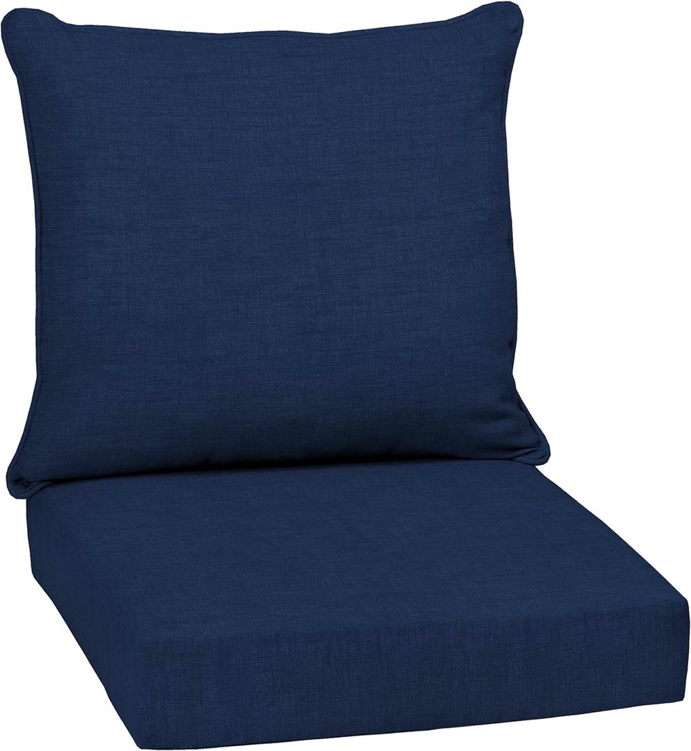 Arden Outdoor Deep Seat Cushion Set, 24 in x 24 in, Weather-Proof, Rain-Proof, Fade Resistant Patio Cushion for Chair, Sofa, and Couch 24 x 24, Sapphire Blue Leala
