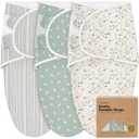 KeaBabies 3-Pack Organic Baby Swaddle Sleep Sacks - Swaddles for Newborns, Infant 0-3 Months, Baby Girls, Boys, Soft & Snug Newborn Sleep Sack, Nursery Swaddling Blankets (Prairie) (One Size)