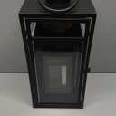 Hanging Decorative Black Iron Lanterns Set of 3 - Assorted Sizes- with Tempered Glass (Candles not Included) Rust Resistant - Indoor and Outside
