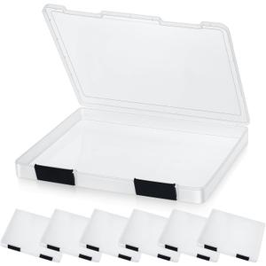 12 Pcs Clear A4 File Box Document Plastic Storage Box Paper Plastic Case Board Game Storage Containers Magazine Protector File Holder with Buckle (Black,12.4 x 9.84 x 1.18 Inches)