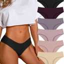 SHARICCA Women Seamless Cheeky Bikini No Show Panties Ladies Invisible Breathable Briefs Soft Stretch Underwear Multi Pack (Medium, (6 Pack) Honeymoon)