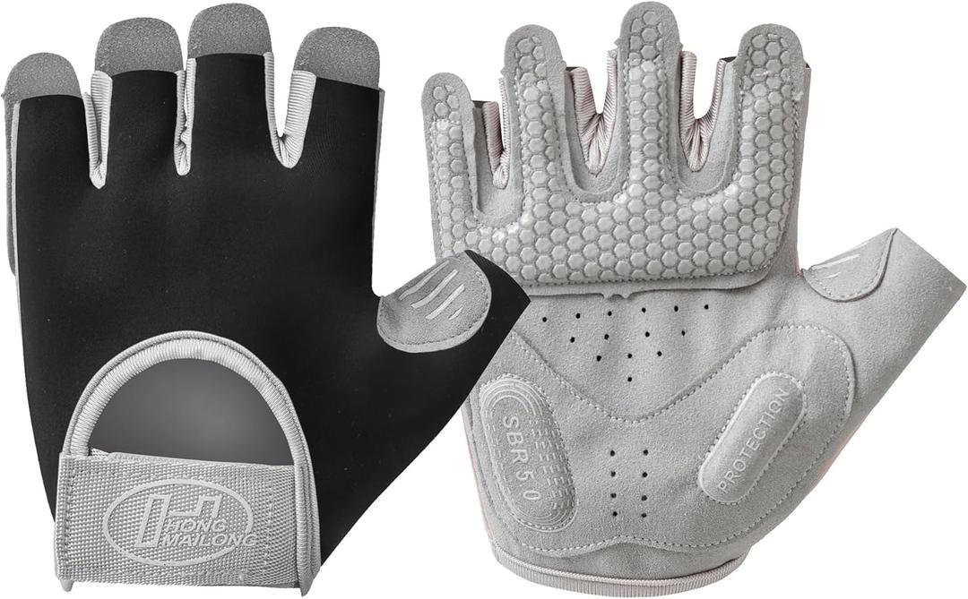 SUJAYU Workout Gloves for Women & Men, Anti-Slip Fingerless Gloves for Weightlifting, Mens Workout Gloves Gym Gloves Fitness Gloves (Black, Medium)