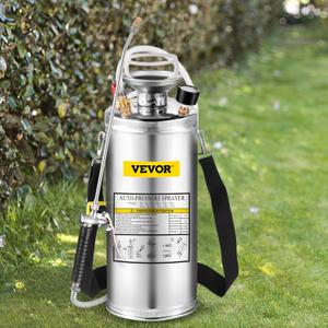 Happybuy 2 Gallon Stainless Steel Sprayer, 20" Wand & 3FT Reinforced Hose, Hand Pump Sprayer with Pressure Gauge, Safety Valve & Adjustable Nozzle, Weed Sprayers for Lawn, Gardening &Sanitizing