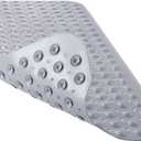 YINENN Bath and Shower Safety Mats 40x16 inch, Non Slip with Suction Cups for Bathroom Stall and Tub Floor, Extra Large and Machine Washable, Drain Holes Keep Bathtub Clean, Grey