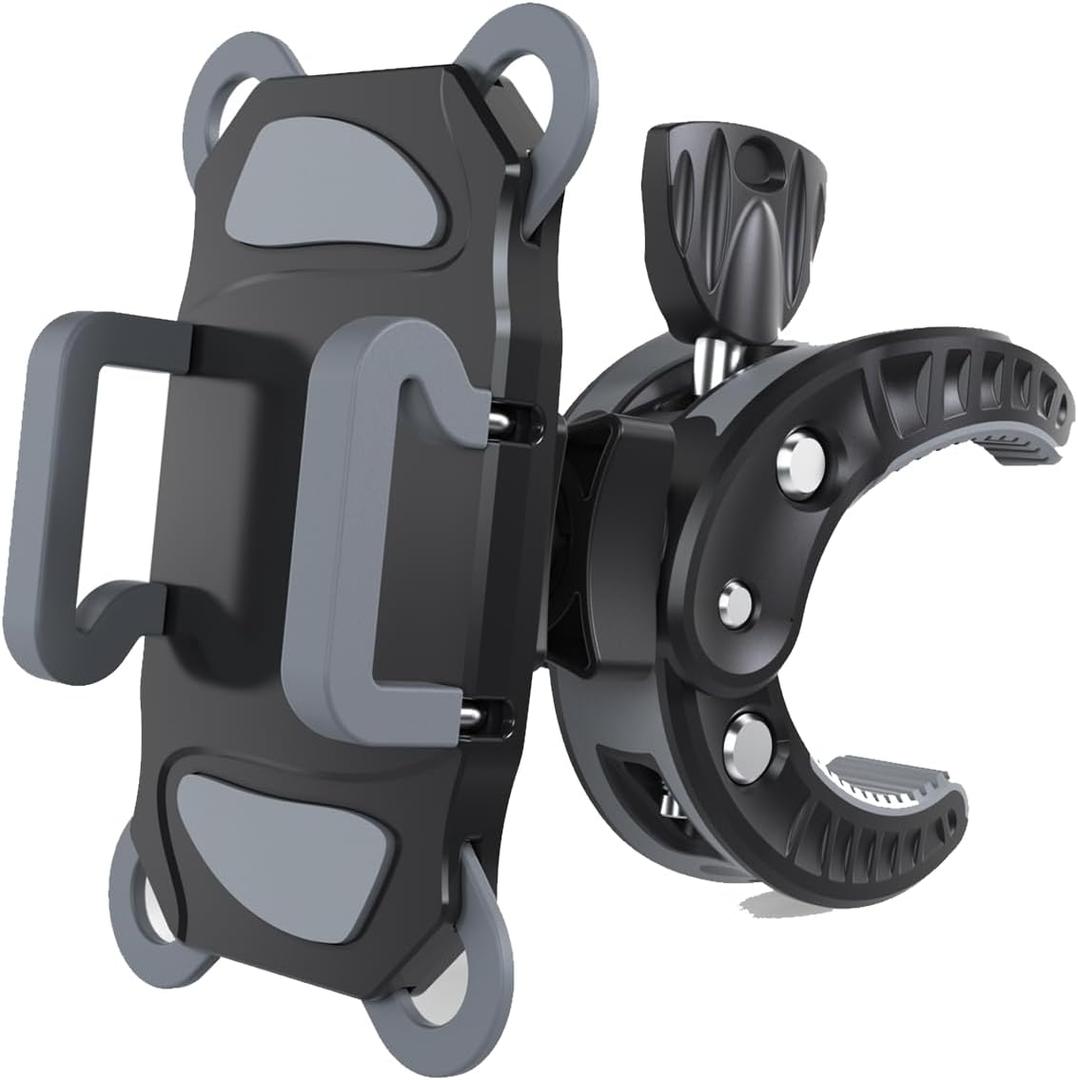 Crescendo CR-30 SlimClip Mic Stand Phone Holder, iPhone Clamp Mount, Pole Phone Mount, Microphone, Music or Drum Stand, Mic/Phone Clip - for iPhone, Samsung Galaxy, Pixel, Any Smartphone (Grey)