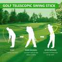 Retractable Golf Swing Training Aid, Golf Grip Trainer & Golf Swing Trainer for Warm-up, Right-Handed Golf Club for Indoor Practice, Golf Accessories - Strength & Tempo Training for Chipping Hitting