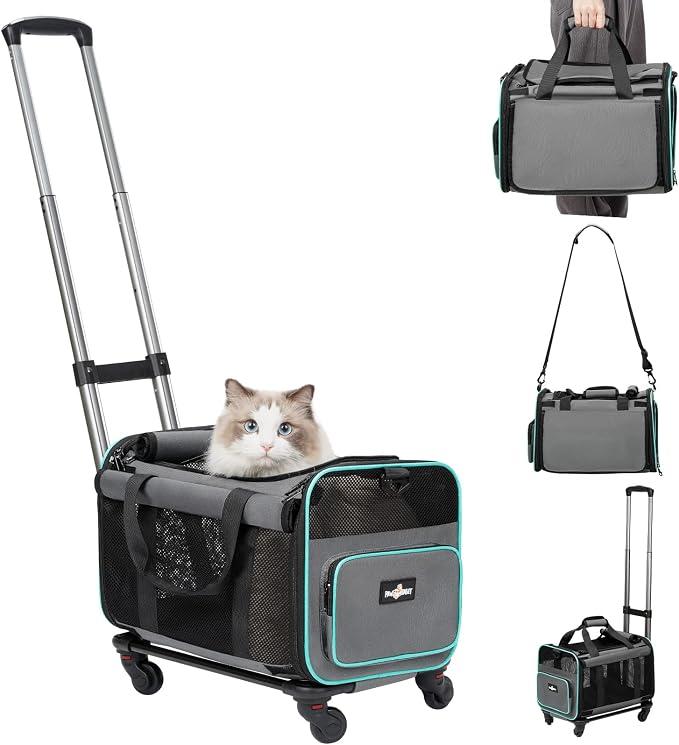 Paw Ballet Pet Carrier with Wheels, Durable Airline Approved Cat Crate, Foldable Rolling Dog Carrier, Rolling Bag for Cat &Dog, Use for Travel, Outdoor, Vet Visits, Camping, Indoor, 
Product Dimensions	17"L x 12.6"W x 16.1"H