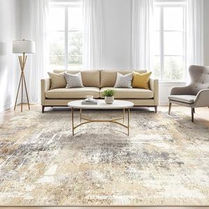 Area Rugs 9x12 Living Room: Washable Large Abstract Modern Soft Rugs Stain Resistant Indoor Floor Non Slip Accent Carpet for Bedroom Nursery Playroom Office Dining Room Dorm Home Decor- Abstract Gray Gold
