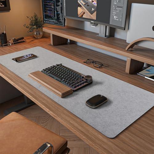 DawnTrees Felt Desk Pad,Keyboard Mat (120x60cm),Large Felt Mouse Pad,Computer Desk Mat XL,Desk Protector for Office (Light Gray)