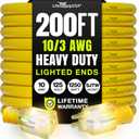 200ft Outdoor/Indoor Extension Cord 10/3 Gauge Ultra Heavy Duty 3 Prong SJTW, Waterproof, Flexible Cold-Resistant Long Power Cord,10A 125V 1250W, Yellow by LifeSupplyUSA
