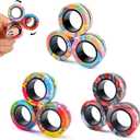 Cevioce 9Pcs Magnetic Rings Fidget Toy Set, ADHD Anxiety Magnetic Fidget Toys Adults Fidget Spinner Rings for Relief, Gifts for 8+ Year Old Teen Boy Easter Basket Stuffers Gifts for Teens Boys Adults