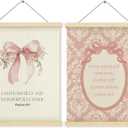 2 x Shrago Vntage Baby Girl Nursery Decor, Coquette Pink Bow Christian Wall Art, Motivational Wall Art,Psalm 139 James 1:17 Bible Verses Girly Poster Hanger Frame for Home Girls Dorm Room Apartment Wall Decor,12x16 Inch Set of 2