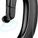 Ear Hook Bluetooth Headphone V5.0 with Mic, Painless Single Ear Wireless Headset 5 Hrs Playtime for Android Phones/iPhone X/8/7/6, Lightweight Non Bone Conduction Headphone with Ear Plug, Black