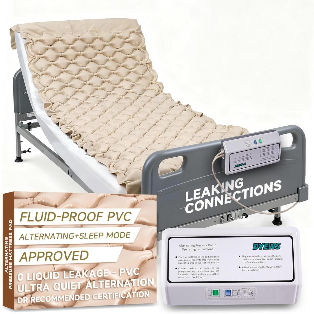 Alternating Air Pressure Mattress Pad, Bed Sore Prevention, Bed Mattress Topper with Quiet Pump & Waterproof, Relief Ulcer, Suitable for Bedridden or Limited Mobility Patie