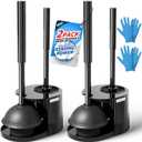 2Pack 2 in 1 Toilet Brush and Plunger Set, Extended Handle Plunger,Toilet Bowl Brush Plunger Set,Bathroom Cleaning Tools,Toilet Brush Plunger Combo,Cleaning Brush,Cleaning Supplies (Black)