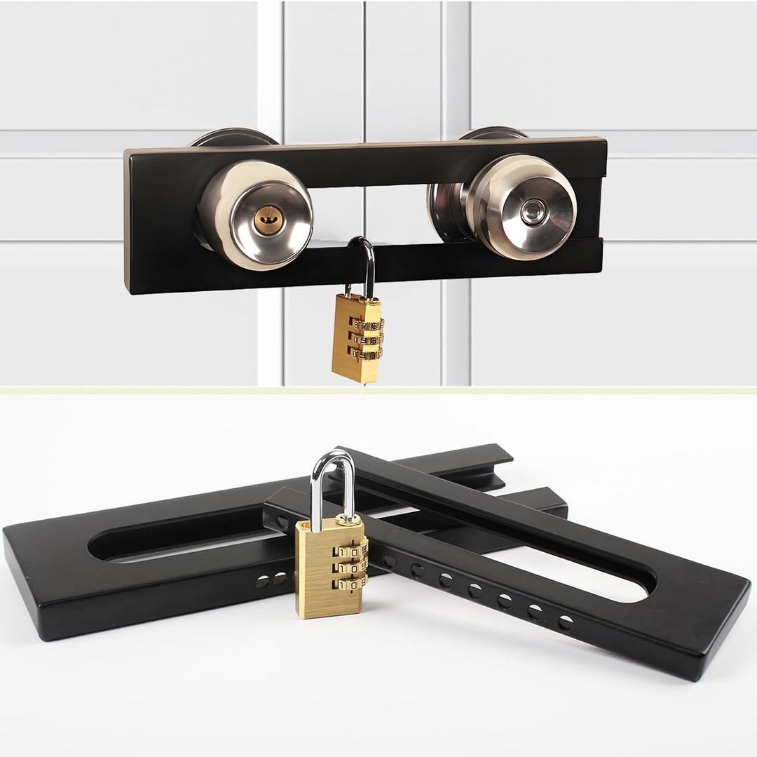 French Double Door Iock, French Door Iock, Adjustable Double Door Reinforced Iock, Copper Iock with Password, Knob and Handle Reinforced Iock, Can Be Used Both Indoors and Outdoors