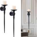 Wall Sconce Candle Holder Set of 2, Large Black Scepter Design Metal Wall Candle Holder, Home Wall Decoration for Living Room, Bathroom, Dining Room