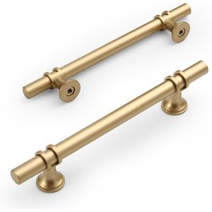 Amerdeco 10 Pack Matte Brushed Gold Cabinet Pulls 5 Inch(128MM) Hole Centers Kitchen Cabinet Handles Cabinets Hardware Drawer Pulls ZH0058 (5"/128MM Hole Center)