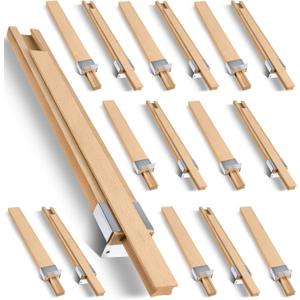 Maitys 4 Pcs Wooden Drawer Slides Bottom Mount Classic Center Guide Track with Metal Slide Glides Traditional Wood Drawer Rails for Dresser Replacement (16 Inches)