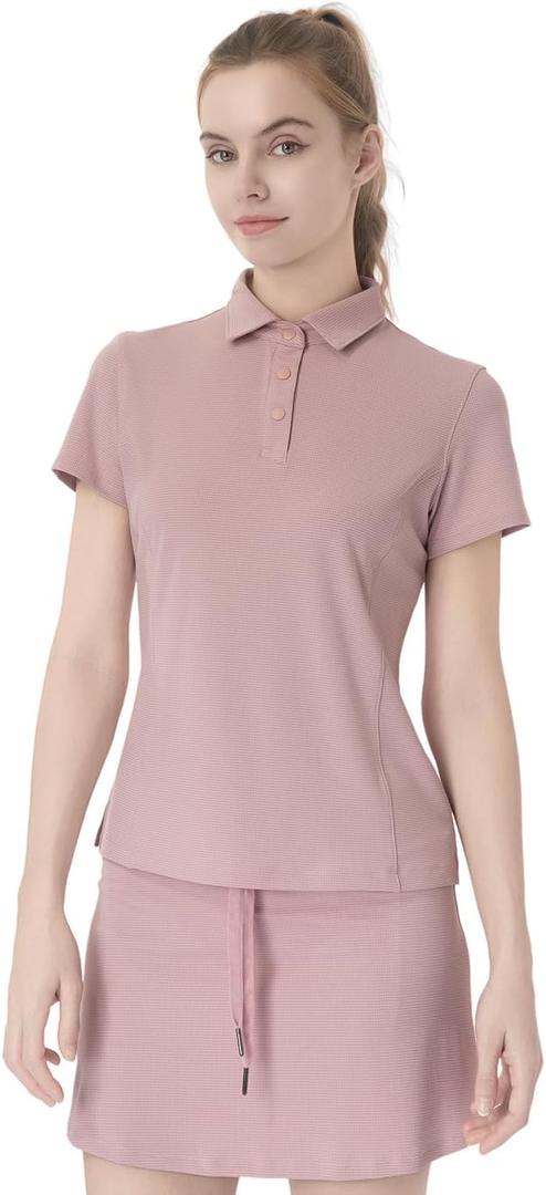 Women's Slim-Fit Polo Shirt - UV Protection, Moisture-Wicking, Stretchy Fabric for Golf & Daily Wear (M)