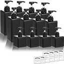 12 Pack Shampoo and Conditioner Dispenser Bottles, 8 Pack 22 Oz and 4 Pack 8 Oz Refillable Square Plastic Pump Bottles for Dispensing Lotions, Shampoo, Conditioner, Body Wash (Black)
