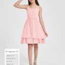 EXARUS Girls Holiday Dress Teen Ruched Ruffled Flowy Spaghetti Strap Dance Prom Formal Party Tween Cute Dresses 8-14Y (Pink)