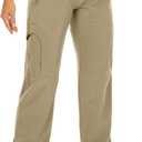 Womens Hiking Pants Quick Dry UPF 50 Lightweight Travel Golf Cargo Safari Pants Zipper Pockets (Large, Khaki)