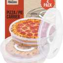 Chef Pomodoro 12-Inch Pie Carrier with Lid and Divider, 2-Pack Reusable Pizza Storage Container, Expandable Pie Carrier with Handle, Pizza Pack Container, Pizza Keeper for Cake, Pastries, and More