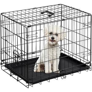 Yapamar 24 Inch Single Door Dog Cage - Durable Metal Pet Kennel with Secure Lock, Collapsible Design & Removable Tray for Easy Cleaning - Portable Puppy Crate for Small to Medium Dogs