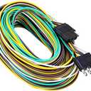 Serlainxin 50Foot 4Pin 5Wire Trailer Wire Harness, Premium Towing Wiring Solution, Extended Length Boat Trailer Wiring Kit, 4-Way Trailer Light Wire Brown/Green/Yellow/White for RV Boat Marine