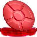 Plasticpro 6 Sectional Round Plastic Serving Tray/Platter (2, Red)