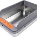 Luqeeg Litter Boxes, Cat Box Stainless Steel Large Capacity Top Entry Anti Splashing Metal Pan Allows Multiple Cats to Use with Litter Scoop Mat for Pet (Extra Large 32.7 X 24.4 X 31.5in) (Dark Gray)