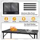 GREGIN Camping Table with Mesh Desktop, Lightweight & Portable Folding Grill Table, Height Adjustable Metal Outdoor Table for Camp, Cooking, BBQ, RV, Picnic-3 FT Black