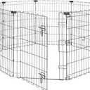 Amazon Basics Foldable Octagonal Metal Exercise Dog Playpen - Indoor/Outdoor, Single Door, Small (8 Panels, 24 x 30), Easy to Assemble and Store, 30" - Small, , Black