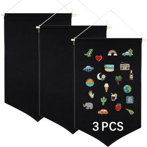 3 PCS Canvas Banners Wall Hanging Brooch Jewelry Storage Case Stand Enamel Pin Display, Sublimation blank Banner,Holder Earrings Necklace Pin Collection Organizer