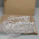 Happy Birthday Neon Sign - Large Happy Birthday Light Up Sign for Wall Decor with USB Powered, Adjustable Brightness Reusable LED Light Sign for All Birthday Party Decoration(16.5 x11inches,White)