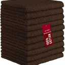 DecorRack 100% Cotton Wash Cloth, Luxurious Soft, 12 x 12 inch Ultra Absorbent, Machine Washable Washcloths, Coffee