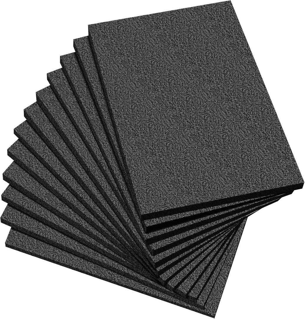 Frienda 12 Pcs 12" x 8" x 0.5" Polyethylene Foam Sheet Thick Black Packing Foam Padding Customizable PE Board Cushion Inserts for Cases Craft Shipping Moving DIY Projects Toolbox Storage (Black, L)