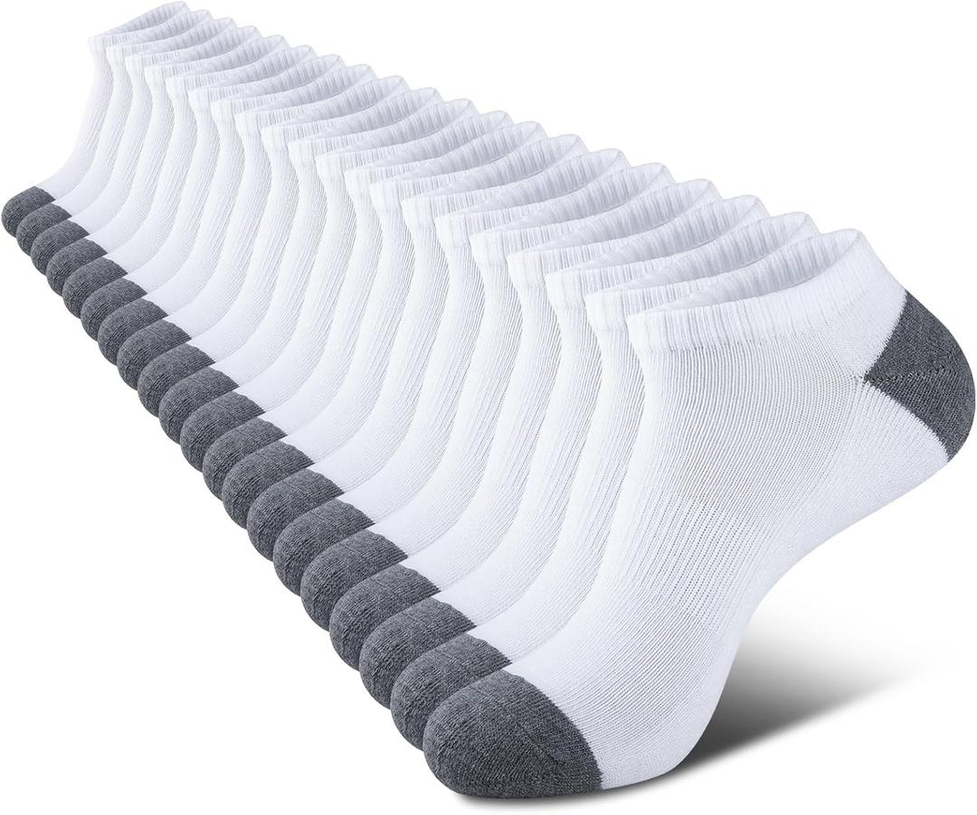 COOVAN 10 Pairs Mens Cushion Ankle Socks Men 10 Pack Low Cut Comfort Breathable Casual Socks (Small-Medium)