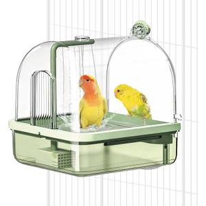 Automatic Bird Bath for Cage, Parrot Bathtub, Indoor Cockatiel Bathtub Shower with Pump, Circulating Water, Birds Shower Cage Accessories for Parakeets, Conure, Budgies, Cockatiels, Lovebird(green)