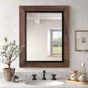 YOSHOOT Rustic Wooden Framed Wall Mirror, 30"x20", Natural Wood and Iron Bathroom Vanity Mirror for Farmhouse Decor, Vertical or Horizontal Hanging