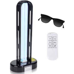 UV Light Sanitizer, 60W Ultraviolet Light with Ozone, UV Lamp with Remote Control & 3 Speed Timings, Home Disinfection Device, Dust Mites Remover, Ultraviolet Sanitizer for Room, Home, Hotel, Office