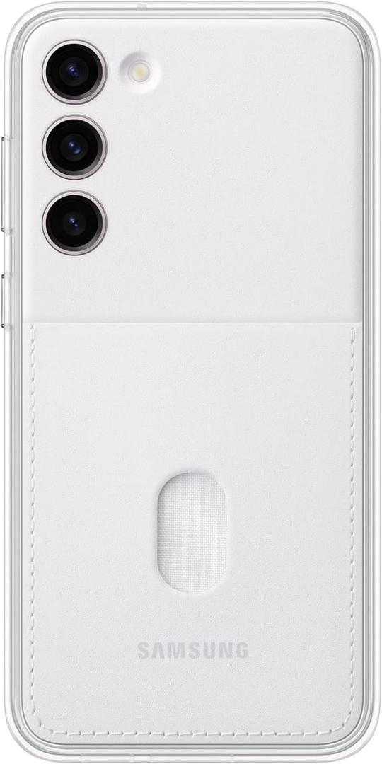 SAMSUNG Galaxy S23+ Plus Frame Phone Case, Dual Look Protective Cover w/ 2 Interchangeable Blackplates Including Clear and Card Slot Holder, US Version, EF-MS916CWEGUS, White