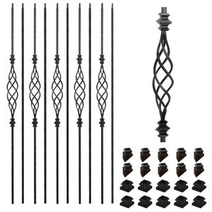 1/2" Square Iron Balusters - Hollow Metal Spindles with Slender Basket-10p